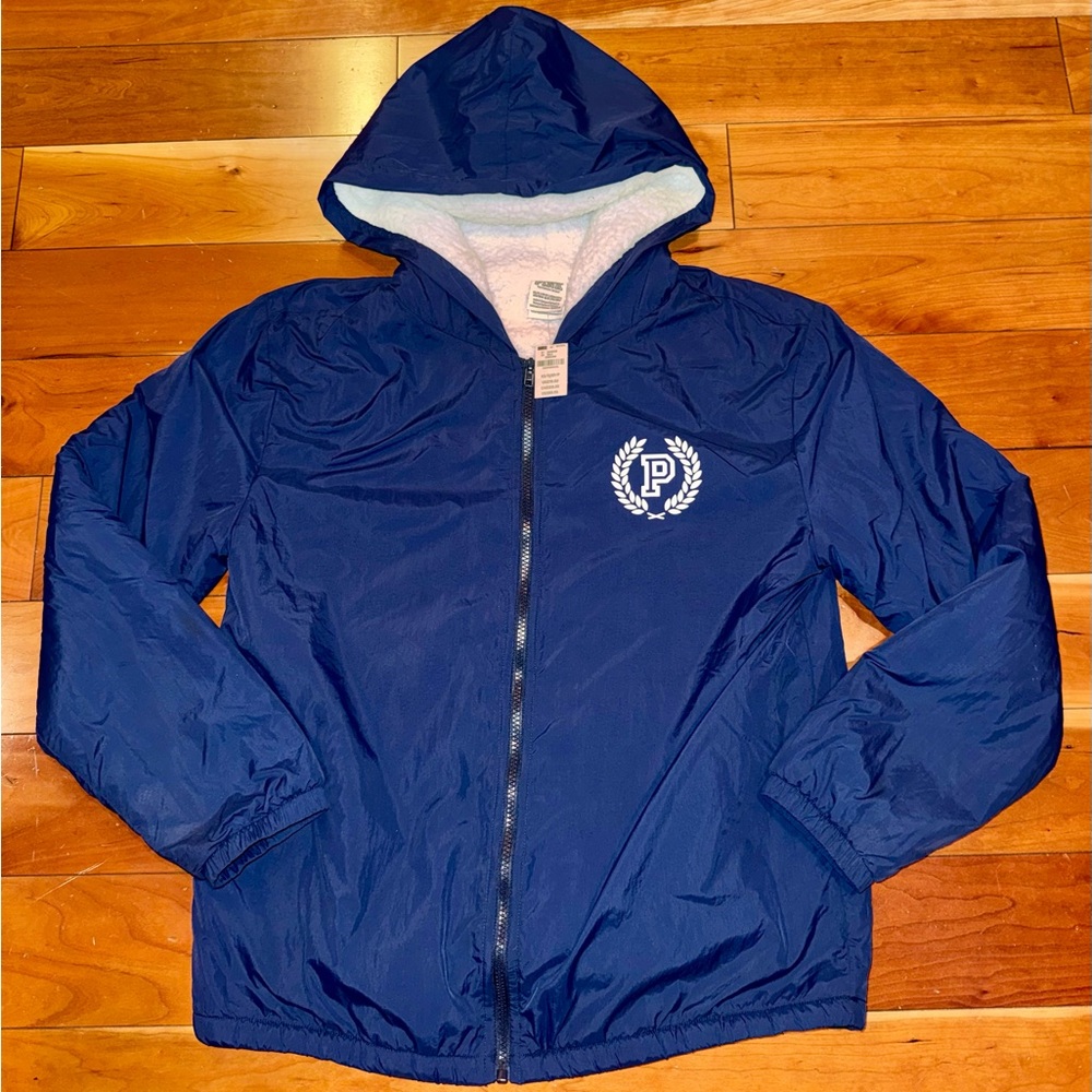 NWT PINK Victoria's Secret Royal Blue Sleek Jacket with Sherpa Lining